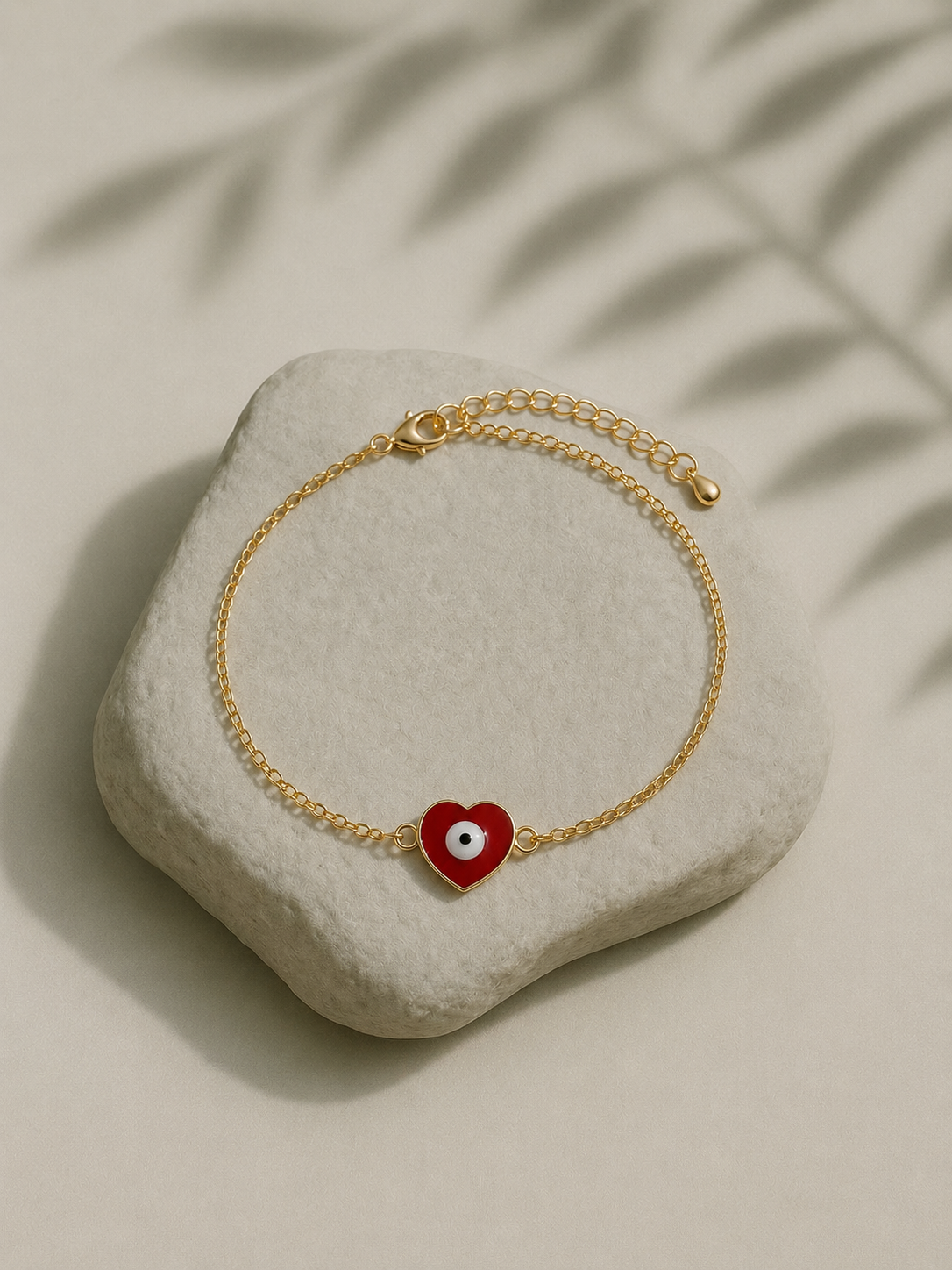 Red Enamel Heart Evil Eye Bracelet