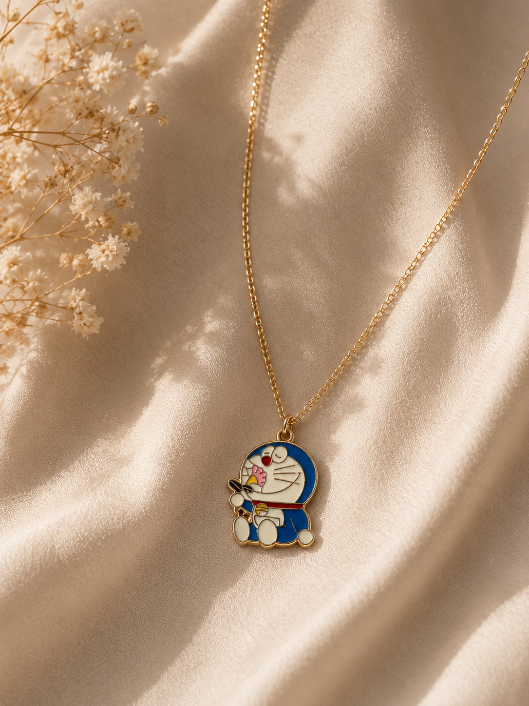 Blue enamel cartoon character pendant necklace