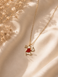 Enamel rabbit with watch pendant necklace